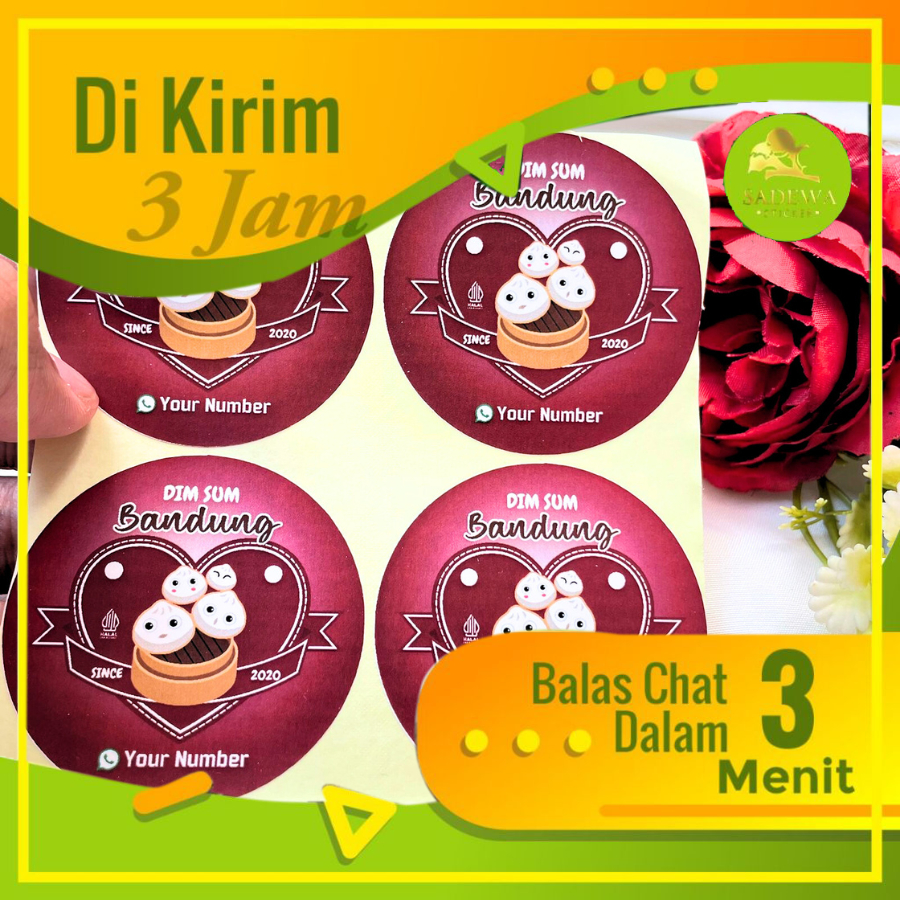 

2-4 Sadewa Sticker Dimsum Stiker Label Makanan Dim Sum Bentuk Bulat Free Desain Custom Produk Murah