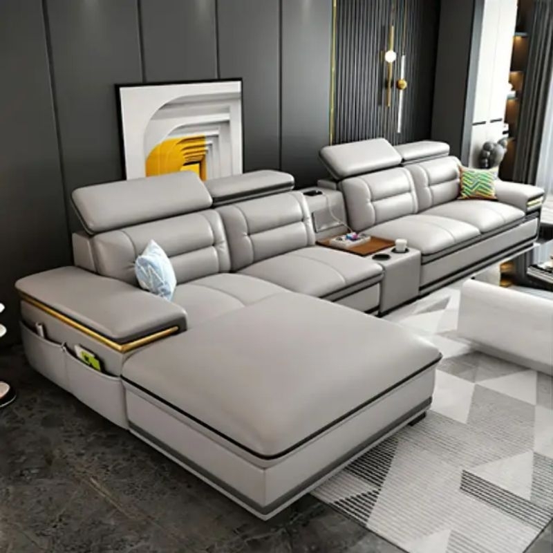 sofa kulit 4 seater - sofa ruang tamu minimalis full busa super empuk