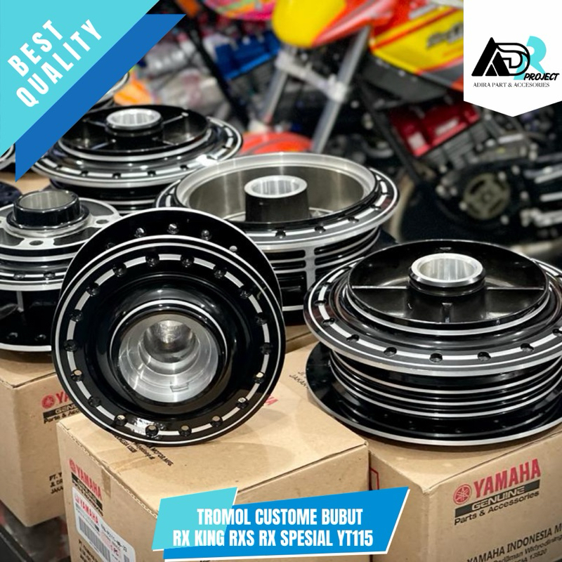 TROMOL TROMBOL DEPAN BELAKANG RX KING CUSTOM BUBUT (SEPASANG)