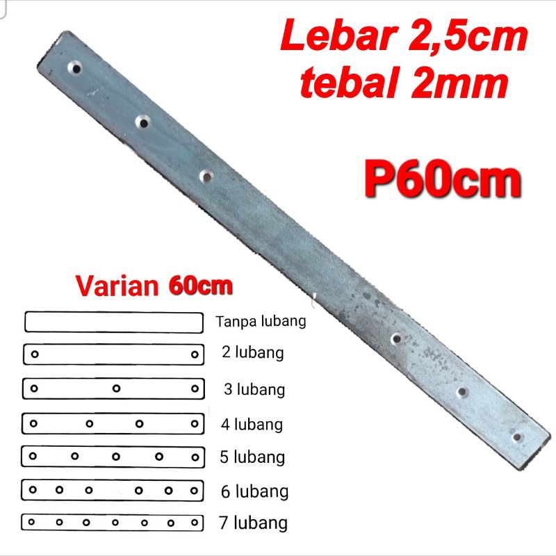 Plat besi penguat sambungan lebar 2,5cm tebal 2mm panjang 60cm
