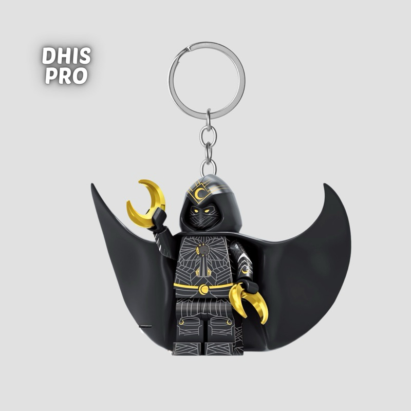 Dhis Project Gantungan Kunci LEGO Minifigure Moon Knight Black Gold Marvel