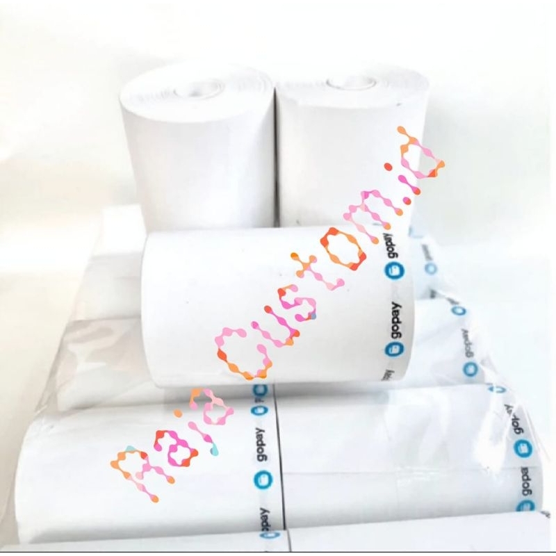 Kertas Thermal EDC Corelles Paper Custom Print Logo Gopay Gojek Uk. 58x40 Berkualitas