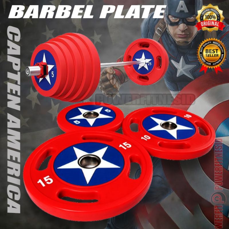 Barbel Rubber Plate Captain America Eceran 20kg dan 25kg