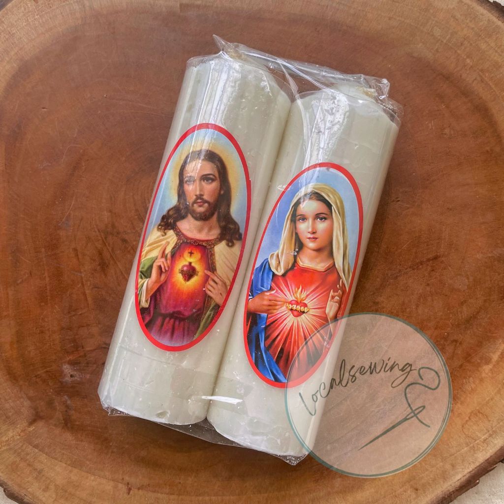 Lilin Gereja Sepasang Ukuran 1 Kati (Tinggi 15 cm, Diameter 5 cm) / Lilin Doa / Lilin Misa / Lilin G