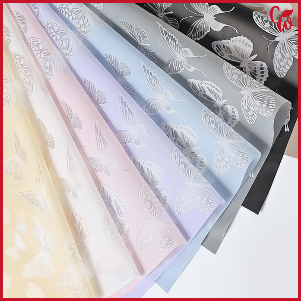 

20 Lembar Kertas Buket Motif Kupu Kupu Butterfly Tatto Flower Wrapping Cellophane KB6196