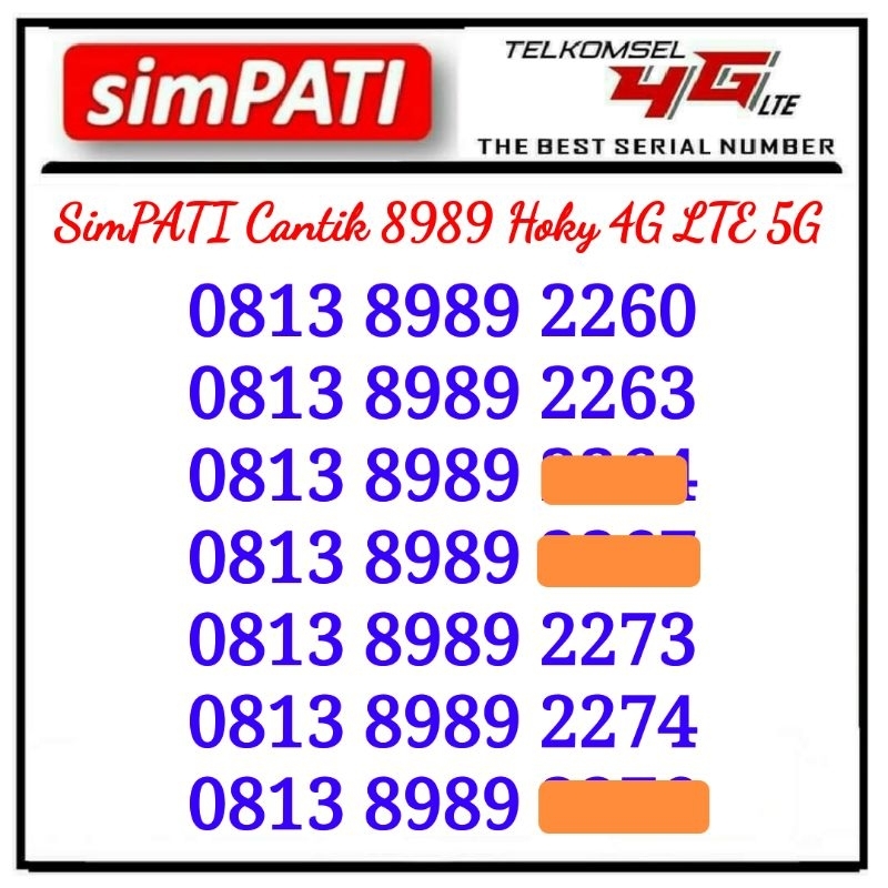Nomor Cantik Simpati - Nomor Cantik Telkomsel - Nomer Cantik Telkomsel - No Simpati Cantik Bisa 4G L