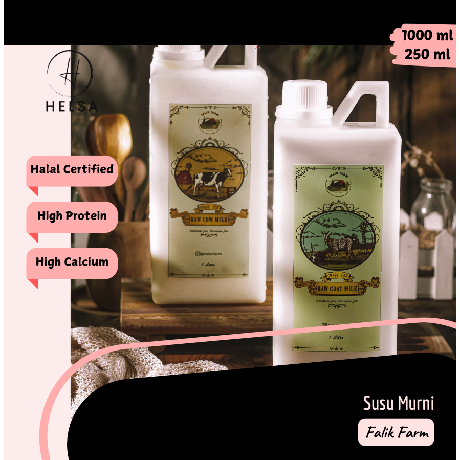 

Falik Farm Grass Fed Raw Milk Raw Cow Milk Raw Goat Milk Susu Sapi Organik Susu Kambing Organik