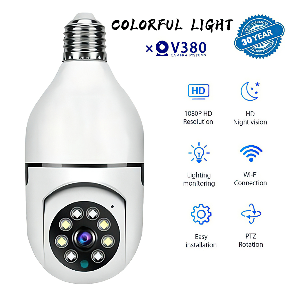 【Garansi 30 tahun】 CCTV V380 PRO 4MP Smart WiFi Motion Detection Kamer Lampu 360 Degree PTZ View Hom