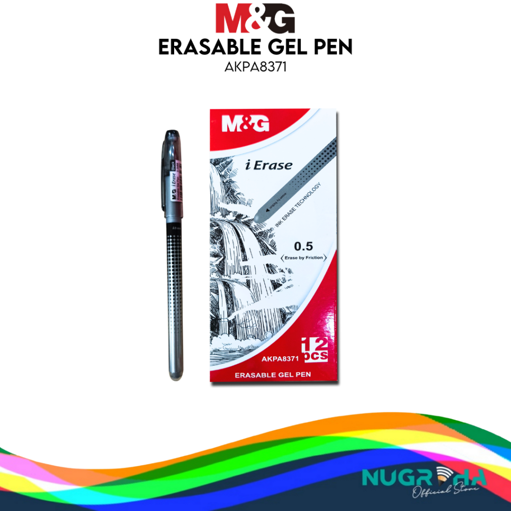 

M&G AKPA8371 Pulpen Gel Bisa Dihapus Premium Gel Pen Erasable 0.5 mm Hitam Dapat Dihapus dengan Penghapus