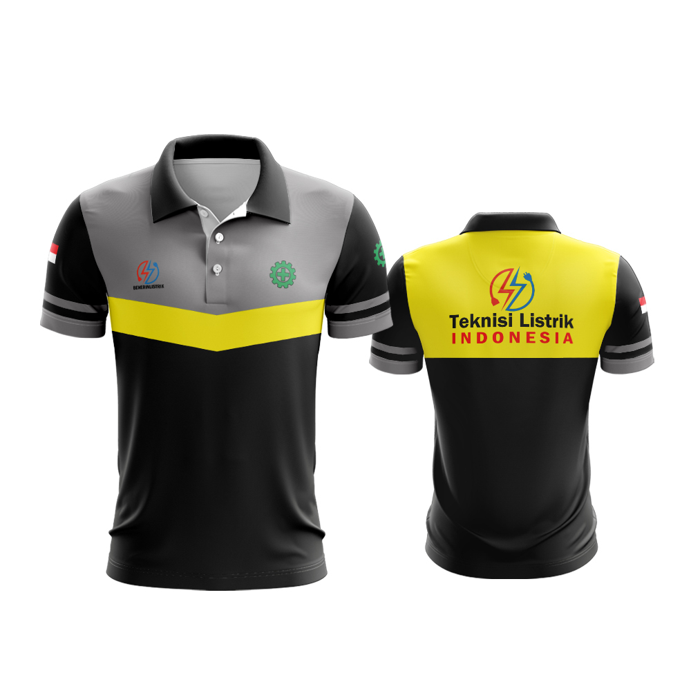 Baju PLN | Kaos Baju Polo PLN INDONESIA Fullprint | Baju Teknisi Listrik | Seragam Teknisi Listrik