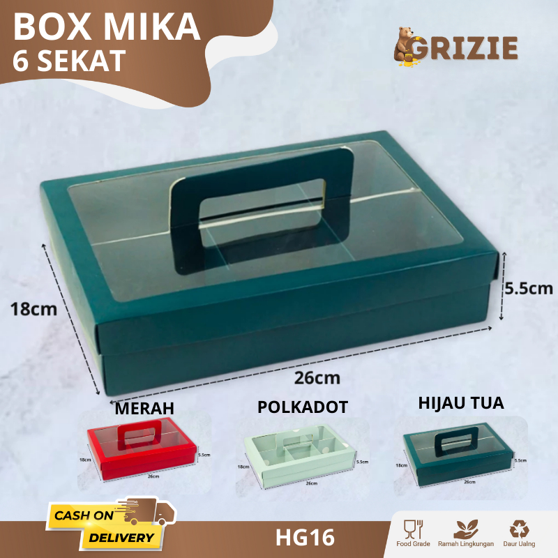 

Box Nastar Pie Sekat Mika 6 Sekat / Dus Kotak Sekat / Box Brownies / Box Coklat / Kotak Kue Bulan / Box Moon Cake | HG16