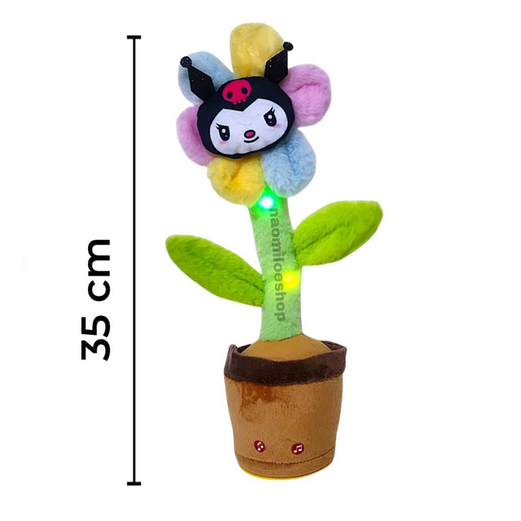 NEW Bunga kuromi kaktus mainan kaktus kuromi bisa ngomong bicara rekam dancing mainan boneka kuromi