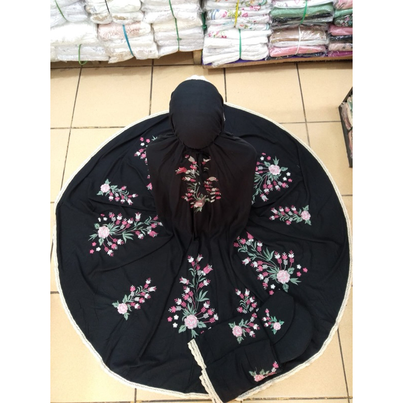 mukena Bukittinggi rayon bordir motif tulip