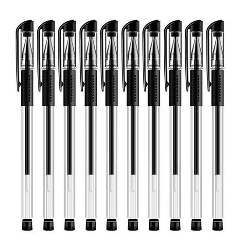 

( 10 Pcs )Bolpoin Gell Ink 0.5 Mm Warna Hitam Perlengkapan Sekolah Refill Tinta Black Pulpen Murah Ringan