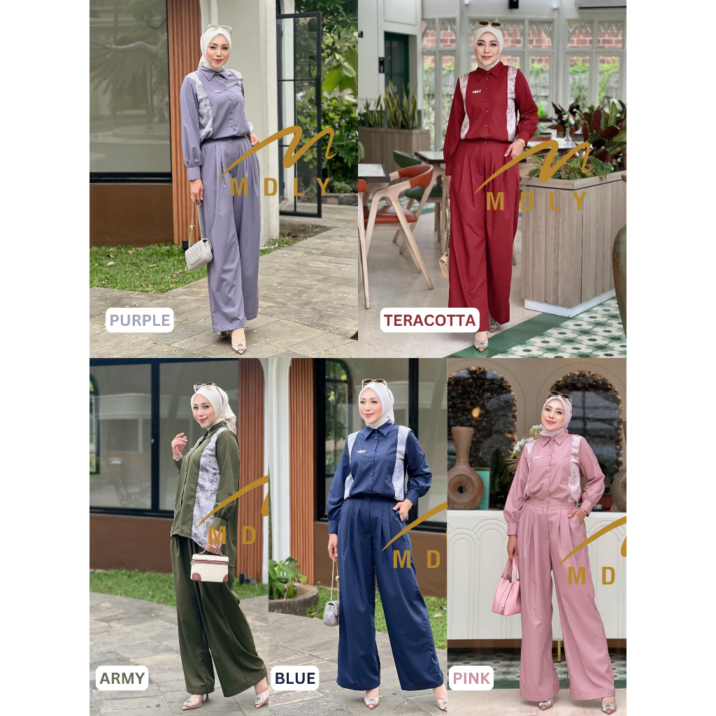 Danira Set by MDLY - One Set Wanita Setelan Wanita Murah Terbaru Bahan Katun Premium Polos Setcel Wa