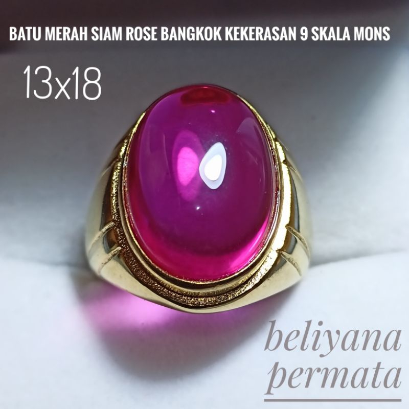 Cincin Batu Akik Merah Siam Rose Bangkok Original stone