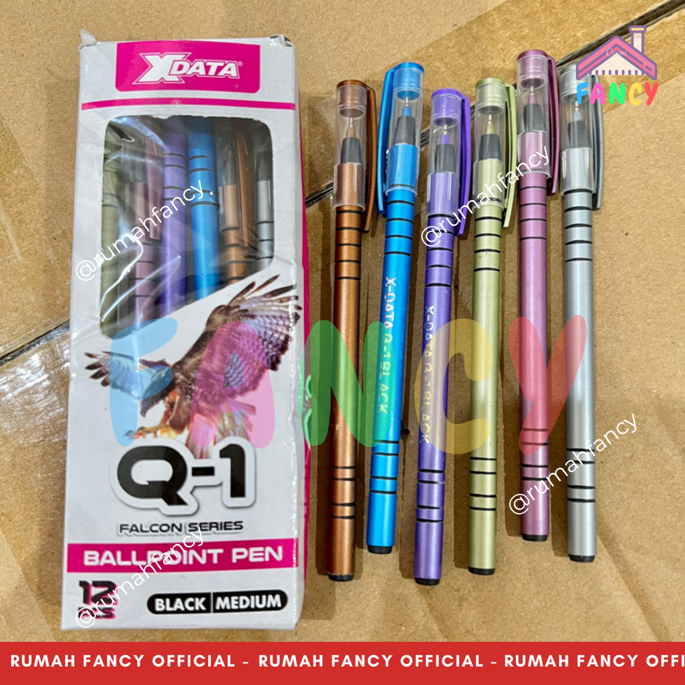 

[GROSIR] 1 LUSIN isi 12 PCS Pulpen FALCON Q1 Tinta HITAM / Bolpen / Ballpoint / Ballpen Gel buka tutup