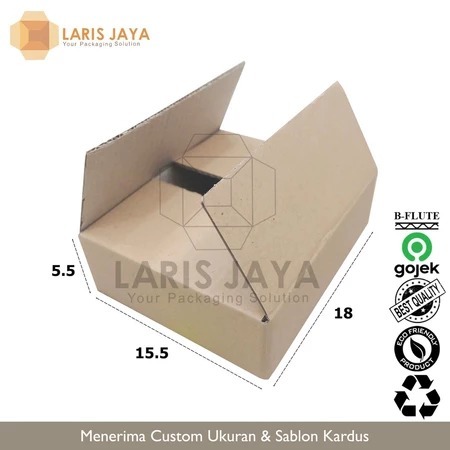 

[HARGA SPESIAL] Kardus Box Kotak Karton Dus Packing Brownies Polos Uk. 18x15.5x5.5 cm BFlute Tebal 3 mm