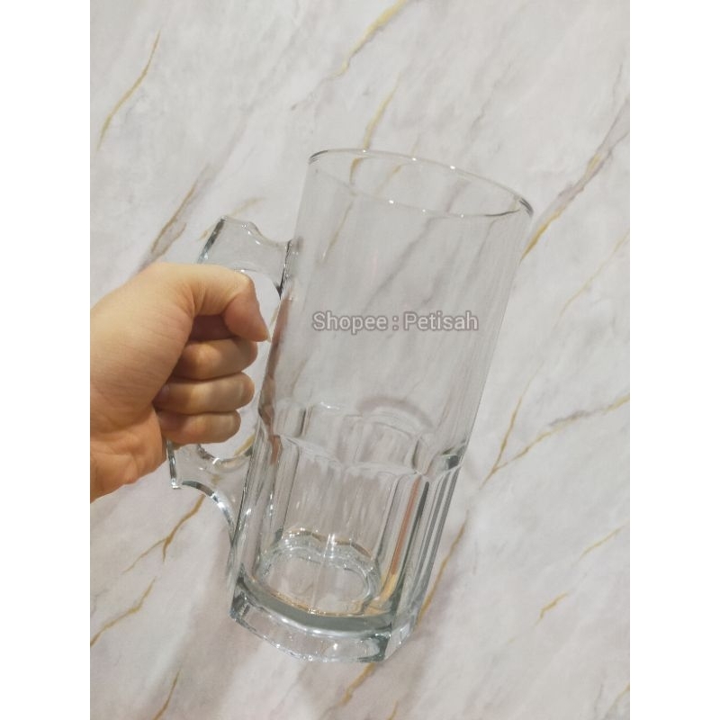 Gelas Kaca Besar 1000ml / Gelas B-1000 KIG / Gelas Beer Kaca 1000ml / Gelas Gagang Kaca Jumbo / Gela