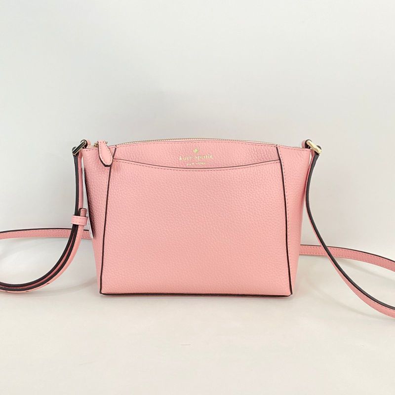 KS monica pebbled leather crossbody tea rose pink