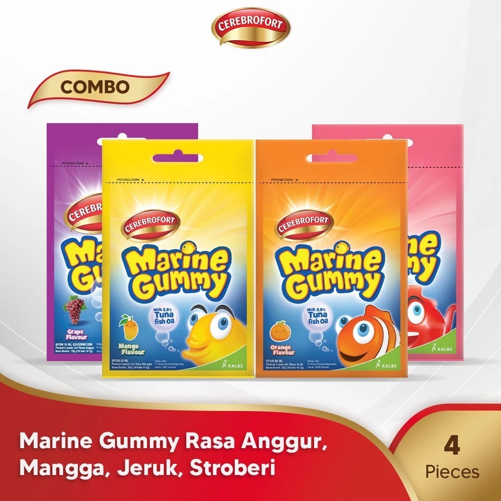 

Cerebrofort Marine Gummy Rasa Grape, Mango, Orange dan Strawberry