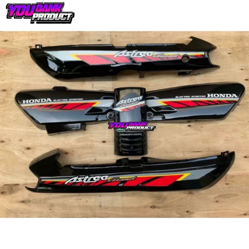 Cover body astrea grand bulus setriping merah silver honda astrea grand astrea grand pacul