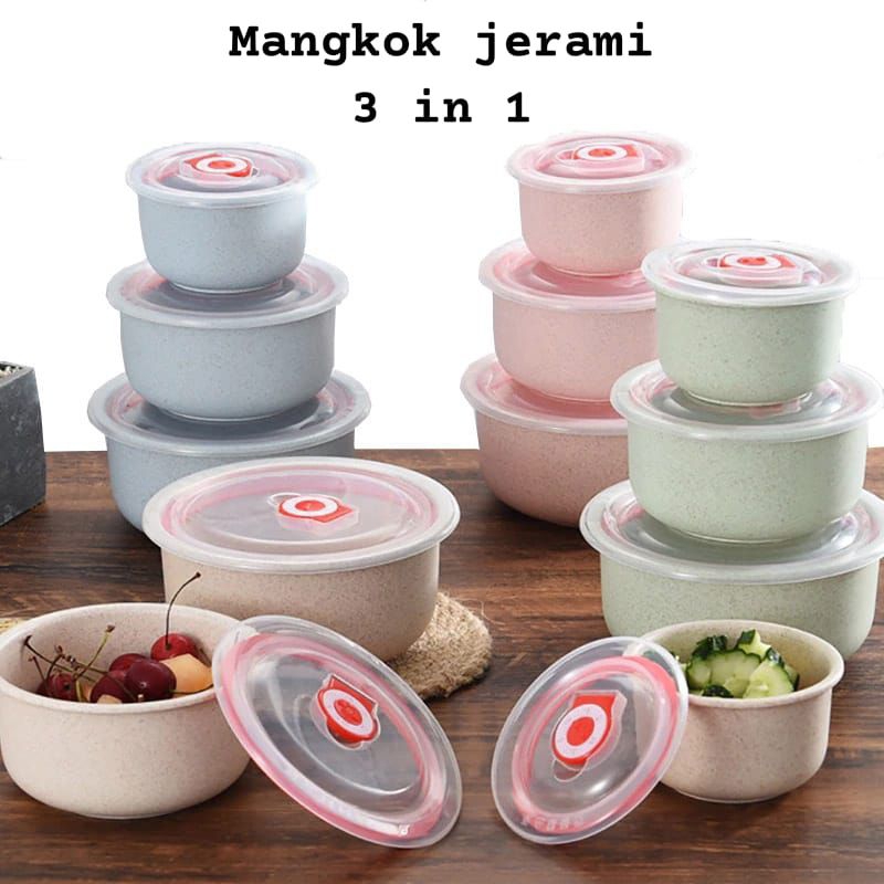 Mangkok tutup jerami 3in1