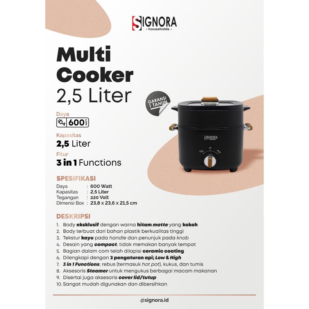 New Multi Cooker 2,5 Liter Signora / Panci Listrik Serbaguna