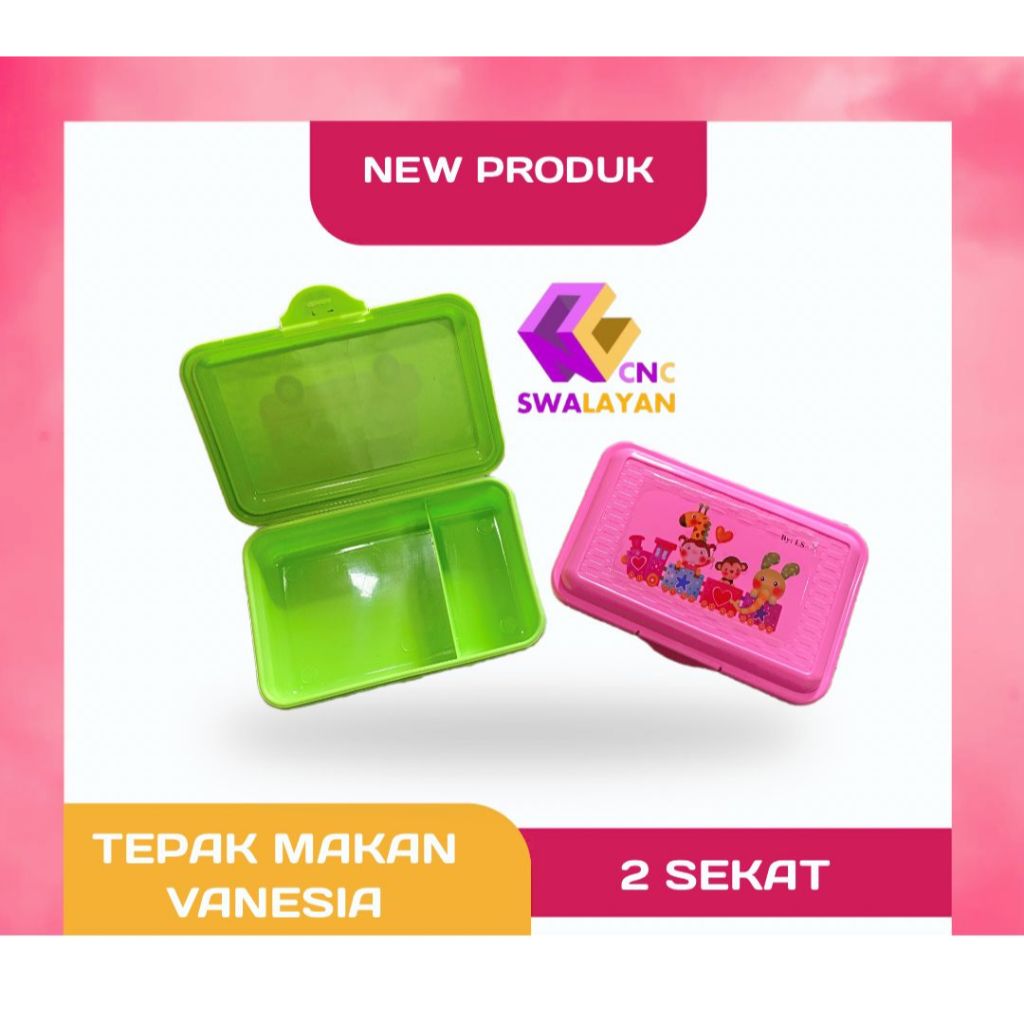 TEMPAT MAKAN VANESIA / TEMPAT MAKAN PLASTIK / LUNCHBOX 2 SEKAT