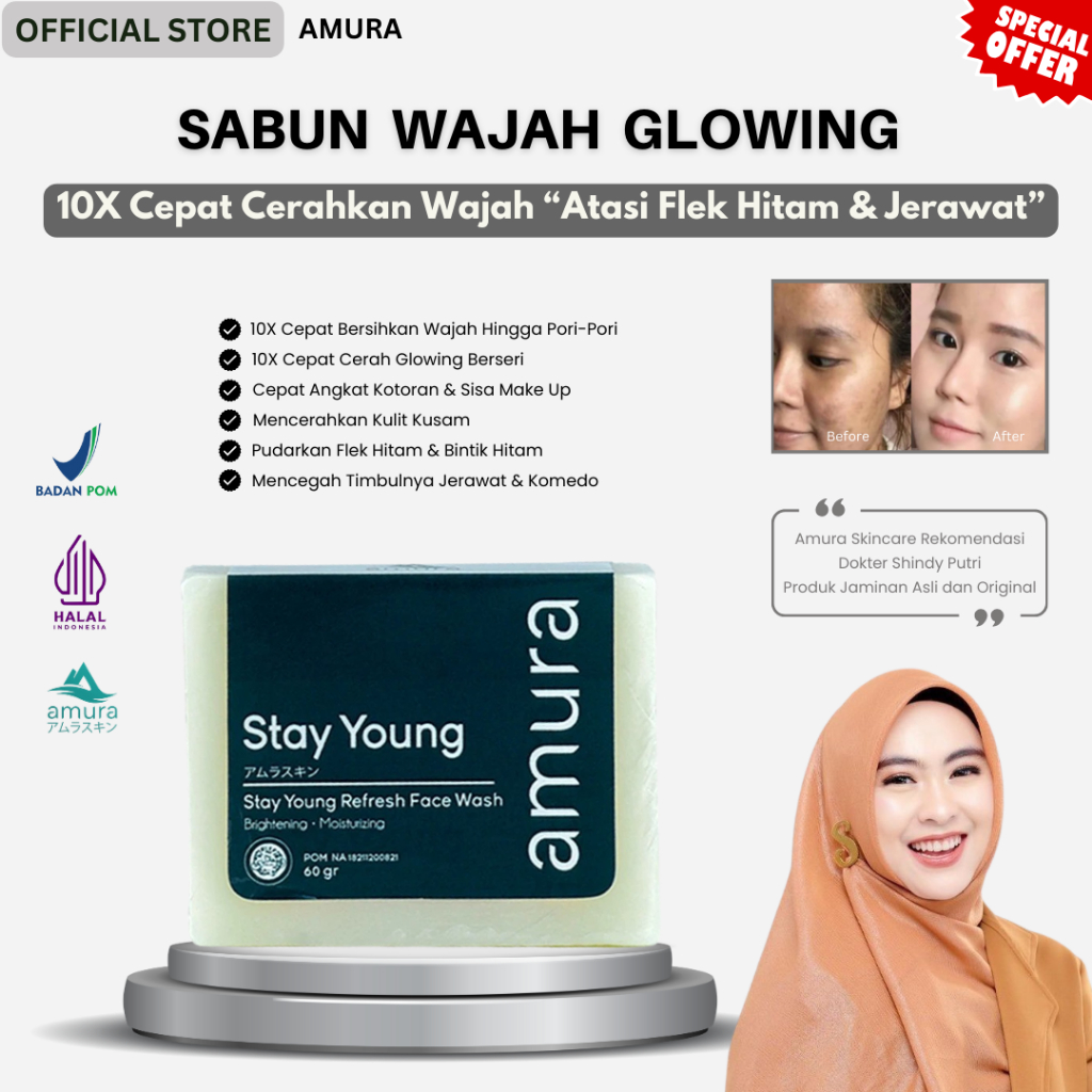 Face Wash Amura Skincare Official - Sabun Muka Glowing dan Putih Mencerahkan Kulit Kusam Mengangkat 
