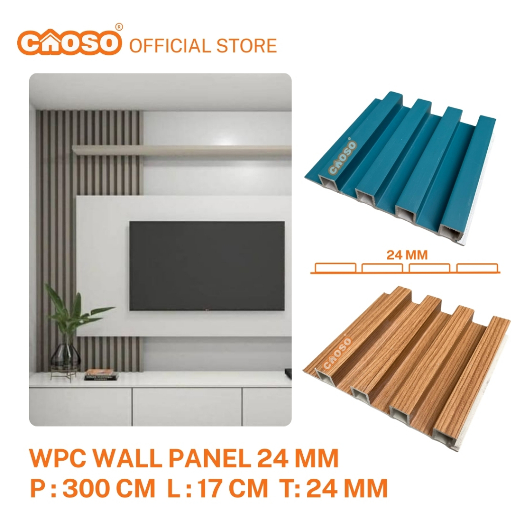 WPC Wall Panel Dinding 3 Meter Backdrop tv | Wall Panel Wood panel 3M 3D 300cm X 17 cm | CAOSO