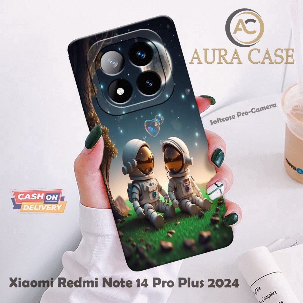 Aura Case Xiaomi Redmi Note 14 Pro Plus 5G 2024 - Fashion Case Astronot - Softcase Pro Camera Xiaomi
