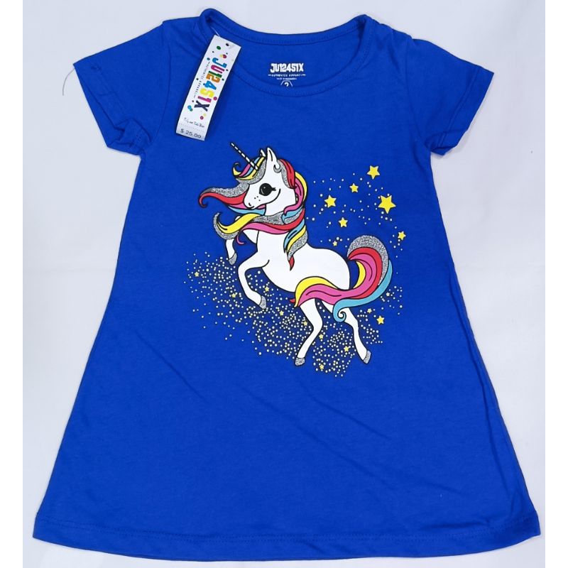 Dress unicorn anak perempuan jurasix usia 1-4th