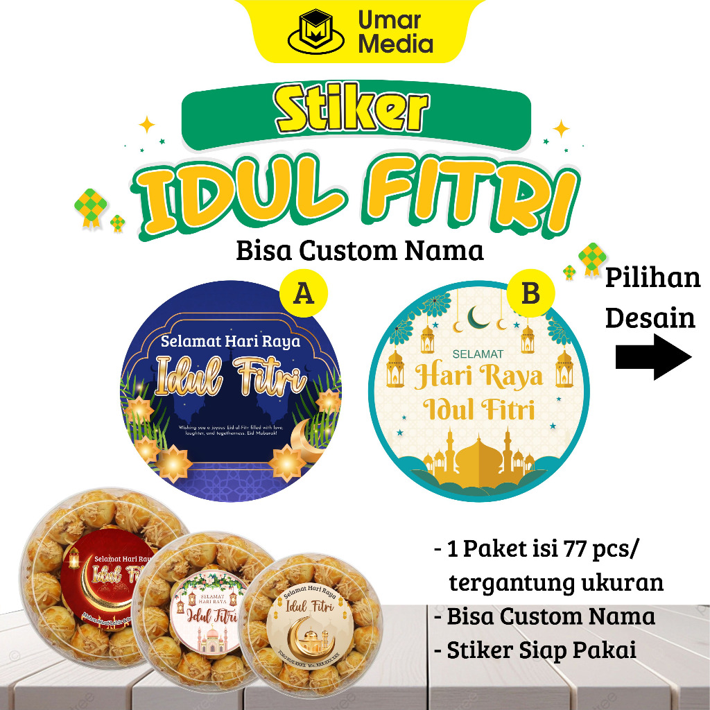 

Stiker Idul Fitri Label Tema Lebaran Id Mubarak Eid Mubarok Bisa Custom Tulisan Sticker Parcel Hampers Lebaran