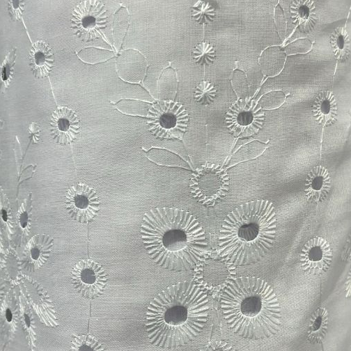 Kain Katun Bordir Emboss Bunga Mukena Meteran Premium