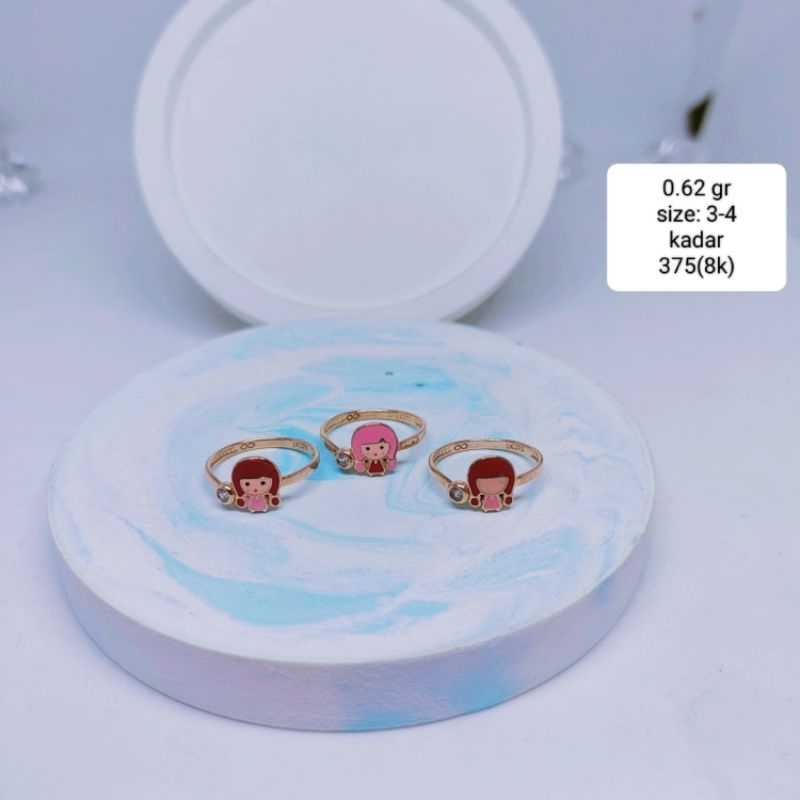 cincin emas anak model karakter boneka emas kadar 375(8k)