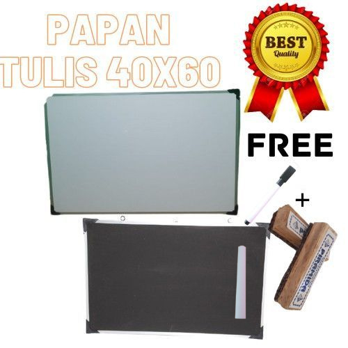 

Papan Tulis/Whiteboard Bolak Balik Spidol dan Kapur Tulis 40x60 Free Spidol, Penghapus + Kapur