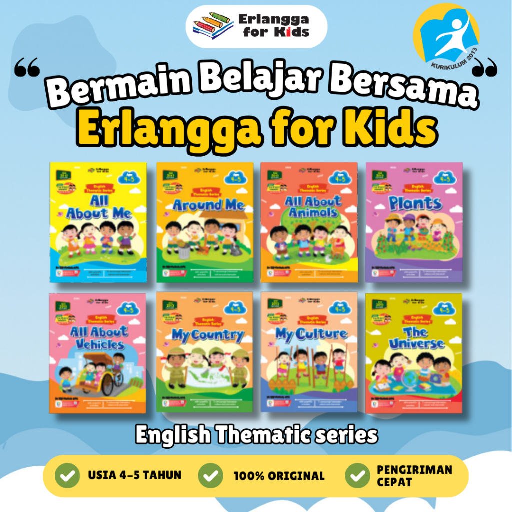[Erlangga] Buku Paket Paud: Seri English Thematic 4 5 Tahun - Erlangga For Kids