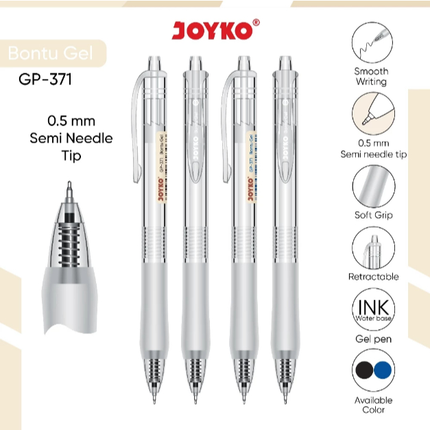 

JOYKO GP-371 GELPEN / PULPEN GEL / GEL PEN 0.5MM WARNA HITAM