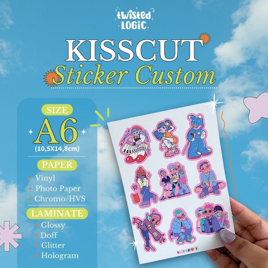 

TWISTEDLOGICID | Cetak Custom Stickers Cutting Kisscut [Ukuran A6]