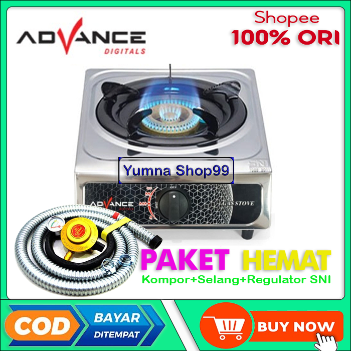 Kompor 1 Tungku Advance / Kompor Gas 1 Tungku Stainless Steel ASLI Advance GB-6601S