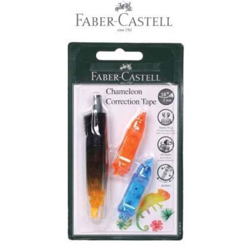 

CORRECTION TAPE CHAMELEON + 2 REFILL FABER CASTELL | TIPEX KERTAS | PENGHAPUS PENA PLUS ISI ULANG | 5mm x 6M