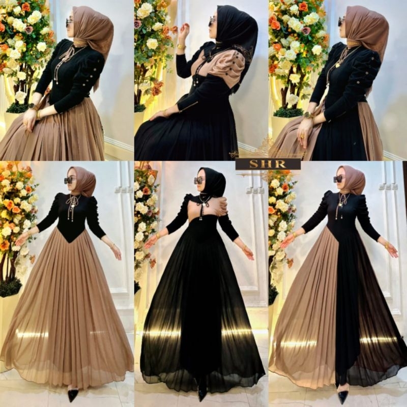 *NEW SHR ORI* NEW READY MAXI DRESS AWET MUDA MANJALITA TWOTONE RAJUT CERUTY BY SHR ORI