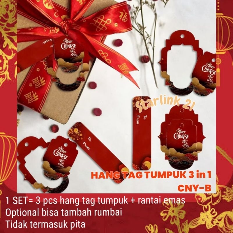 

HANG TAG TUMPUK PREMIUM 3 IN 1 | Hang Tag Hampers Imlek CNY-B
