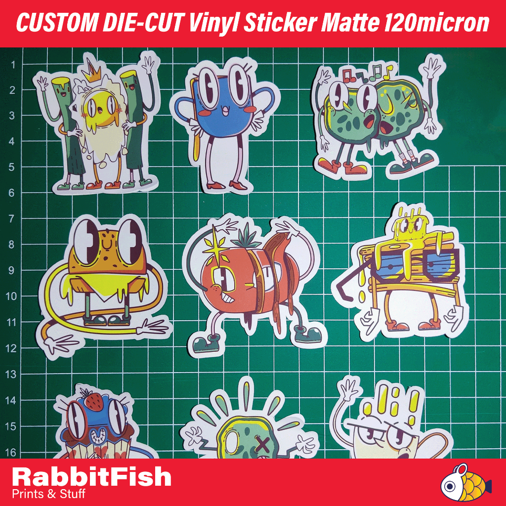 

Print Cetak CUSTOM DIE-CUT Vinyl Sticker Matte 120micron TANPA MINIMUM ORDER
