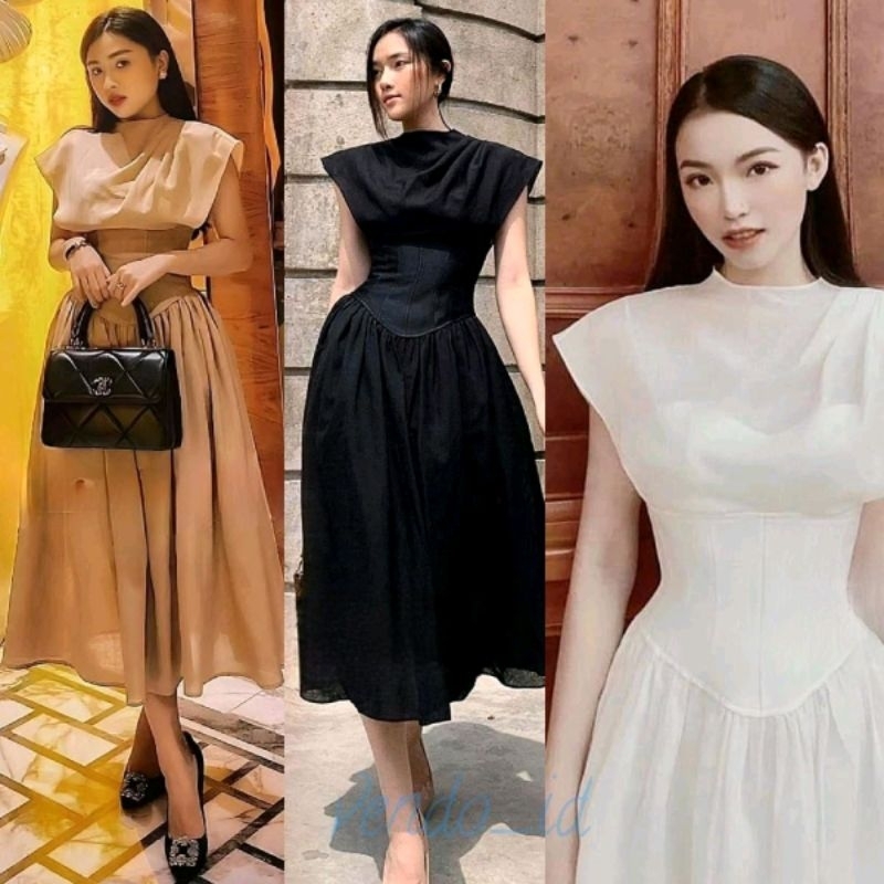 dress polos simple basic midi simple photoshoot europe paris gaun pesta wedding party event club pre