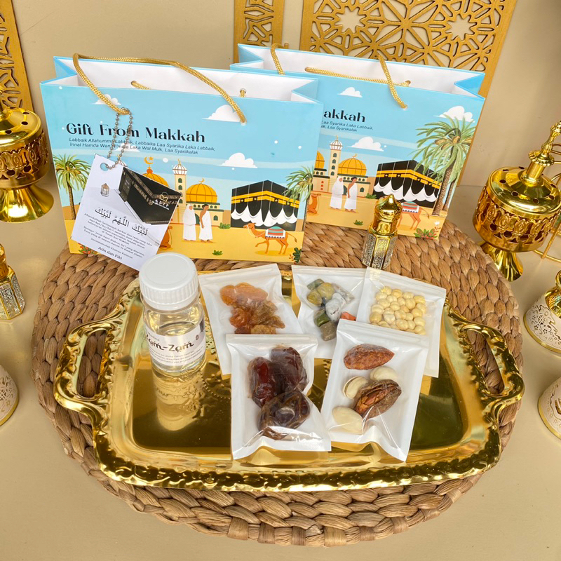 

SAFIYYA BIRU Oleh Oleh Umroh haji ekonomis Kemasan cantik Unik Alif islamic Gift centre Gift From Makkah