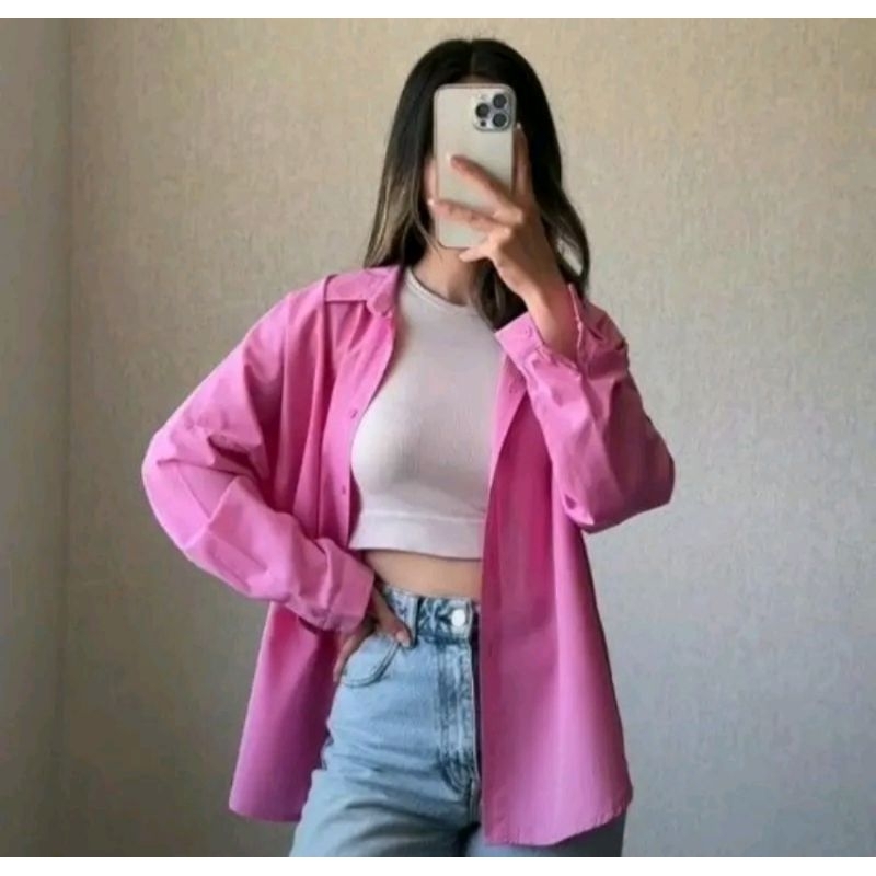 kemeja cewek  kekinian dewasa atasan perempuan kemeja cewek polos atasan cewek baju kerja kemeja cew