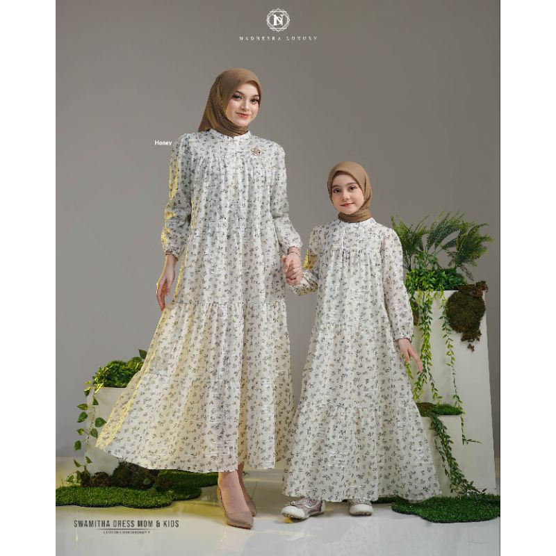 [NEW] ✔️ COD | SWAMITHA MIDI DRESS MOM & KIDS • NADHEERA LUXURY / Gamis Midi Ibu dan Anak Couple Mot