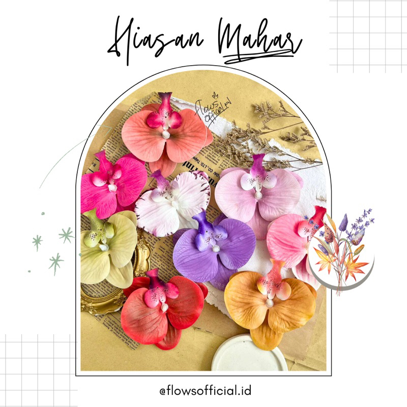 BUNGA ANGGREK GROSIR BAHAN LATEX DIAMETER 11 CM flows official